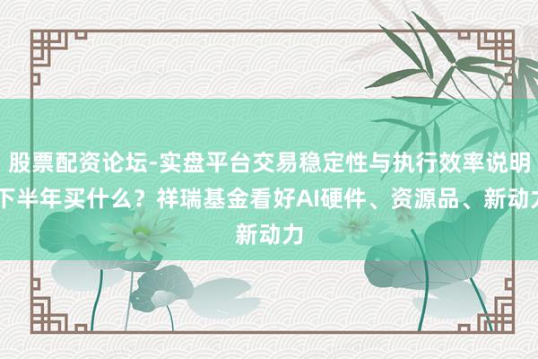 股票配资论坛-实盘平台交易稳定性与执行效率说明 下半年买什么？祥瑞基金看好AI硬件、资源品、新动力